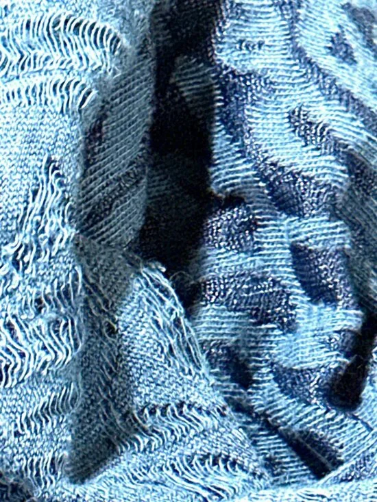 Forever 21 Large Blue Burnout Rose Tie Back Short Sleeve Top Casual Feminine Y2K - Picture 10 of 12